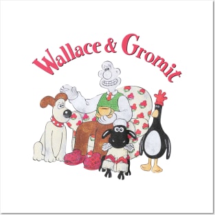 Wallace And Gromit Home Scene Grey Marl Posters and Art